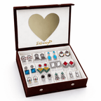 Set Of 12 Oxidized Designer Stud Earrings With Folding Jewelry Box - Ratnaasya