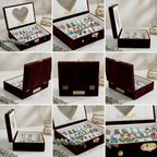 Set Of 12 Oxidized Designer Stud Earrings With Folding Jewelry Box - Ratnaasya