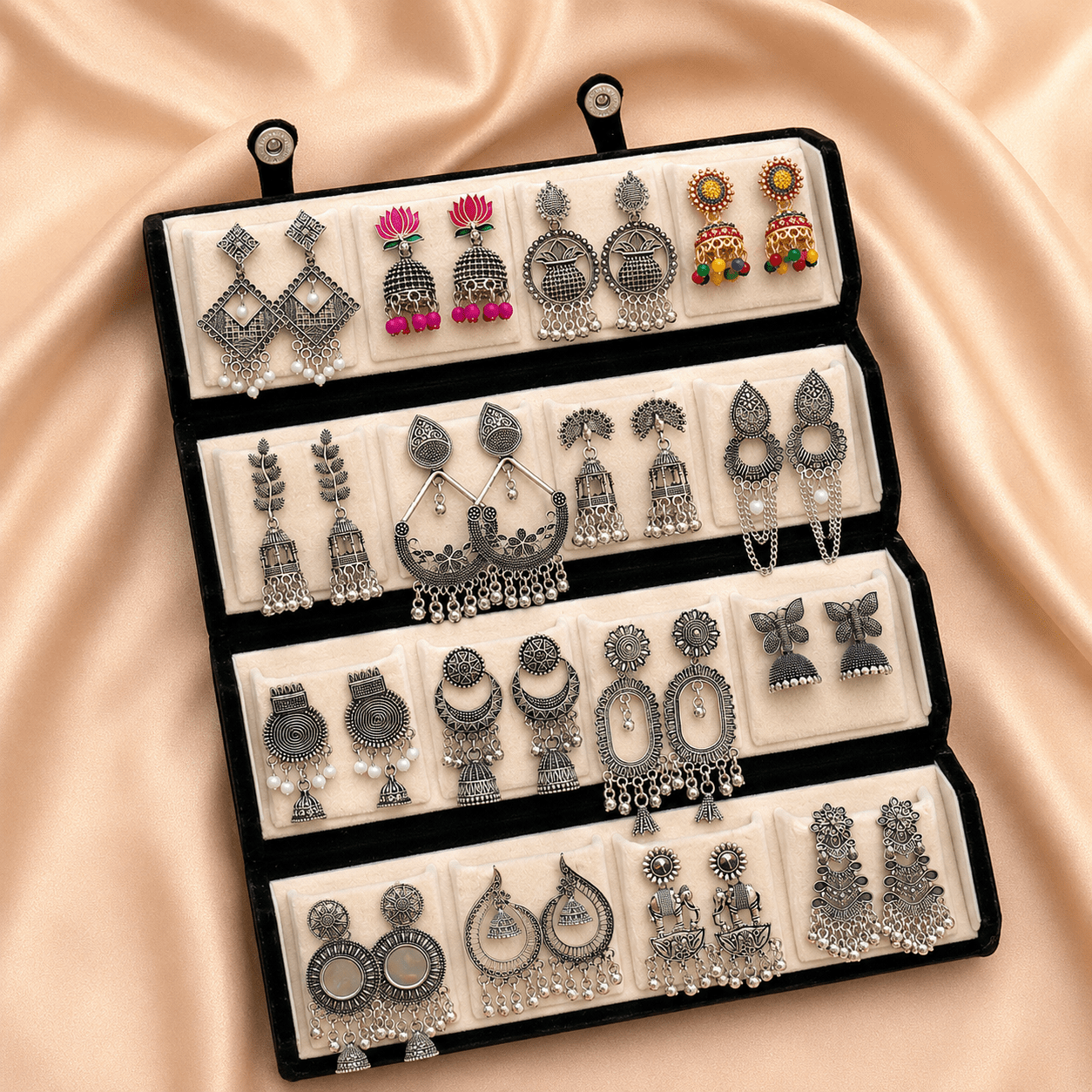 16 Pair Premium Oxidised Earrings Combo Box - Ratnaasya