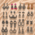 16 Pair Premium Oxidised Earrings Combo Box - Ratnaasya