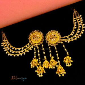 Gold Plated Bridal Ear Chain Jhumar Passa with Pearls