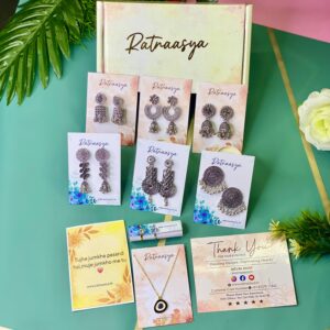 Ratnaasya Royal Oxidized Earrings & Pendant Combo Box – 7 in 1 Jewellery Set