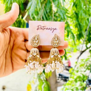 Kundan Gold Plated Pearl Jhumka Earrings