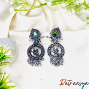 Divine Radha Krishna Oxidised Statement Earrings
